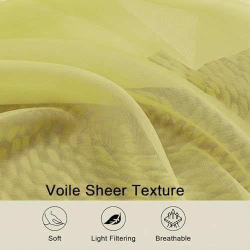 Sheer Curtains 84 Inches Long 2 Panels Set for Bedroom Living Room (Lemon / 42"W x 84"L (Pack of 2))