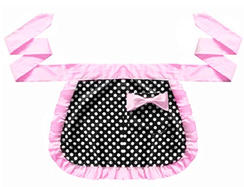 Womens Kitchen Baking Waist Pocket Half Bistro Kitchen Cooking Apron (Pink)