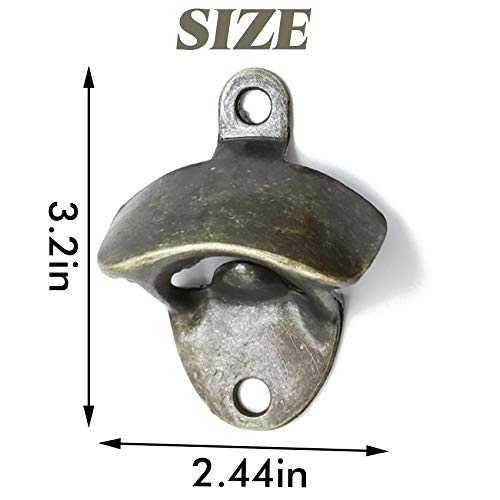 12PCS Wall Mounted Bottle Opener Vintage Beer Bottle Opener Suitable for Bars KTV Hotels Homes (Black+Silver+Green Bronze)