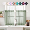 Sage Green Sheer Curtains Tier 30 Inches Length 2 Panels (42"W x 30"L (Pack of 2) / Sage Green)
