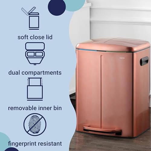 Marco 10.6 Gal Double Bucket Step Trash Can (Rose Gold)