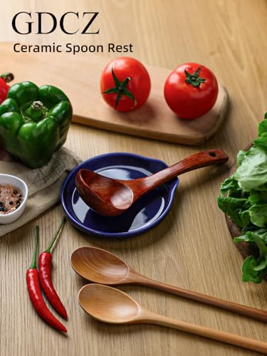 5 Inch Ceramic Spoon Rest for Kitchen Stove Top (Navy)