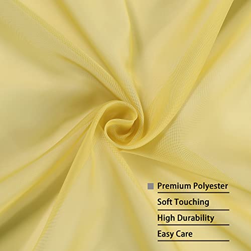 Gold Sheer Curtains 96 Inch Length 2 Panels Set (Yellow / 42"W x 96"L (Pack of 2))