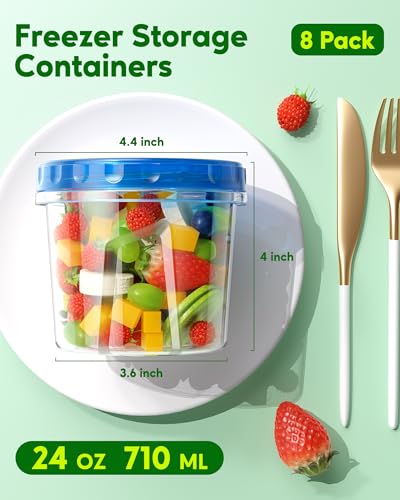 8 Pack 24 OZ Freezer Storage Containers (8pcs)