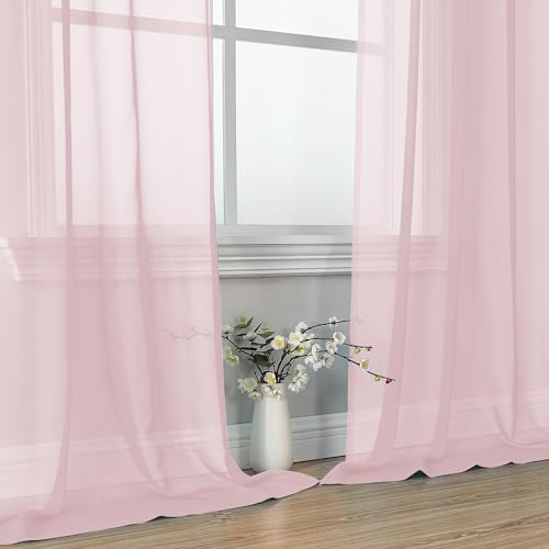 Blush Pink Sheer Curtains 84 Inches Long 2 Panels (Blush / 42"W x 84"L (Pack of 2))