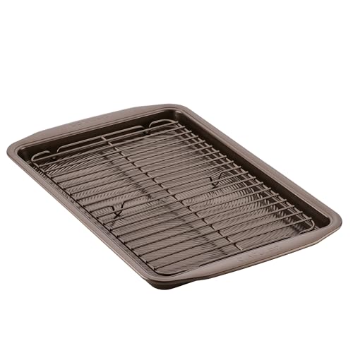 Nonstick Bakeware Set with Nonstick Cookie Sheet (Set (Sheet & Cooling Rack) / Chocolate)