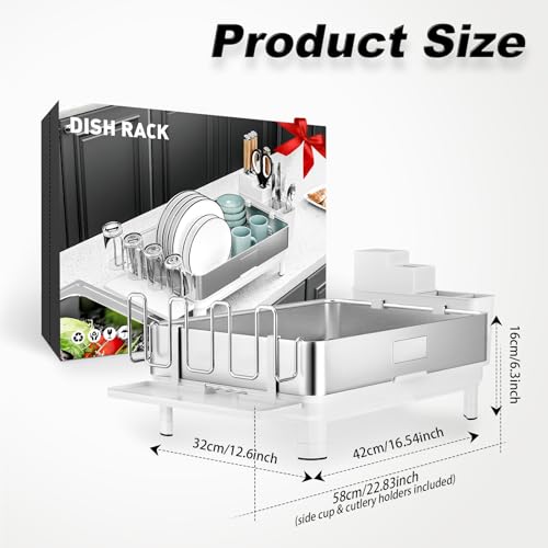 Dish Drying Rack (B-white 1-tier 22.8''x12.6'')