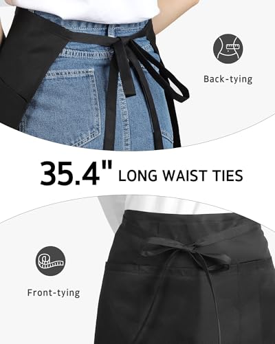 Server Apron with 4 Pockets (Black)