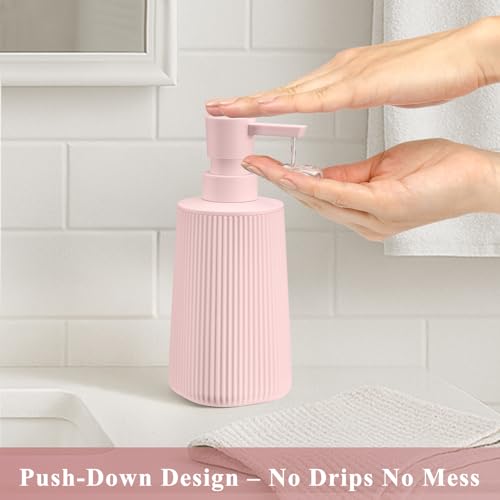 Pink 2 Pack Hand Soap Dispensers Set for Bathroom (Pink Set of 2)