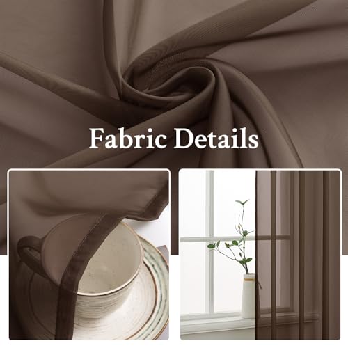 Chocolate Brown Sheer Curtains 54 X 72 Inches (Chocolate Brown / 54"W x 72"L (Pack of 2))