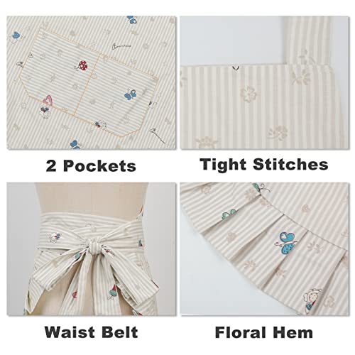 Kids Aprons for Girls with Pockets (White-child)