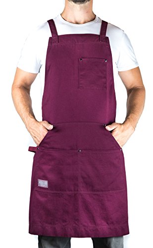 Professional Grade Chef Apron for Men and Women (Burgundy)