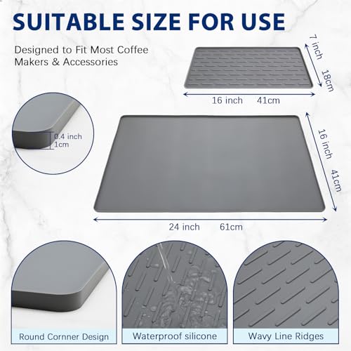 Silicone Coffee Mat 24" x 16" (Gray / 24" x 16")