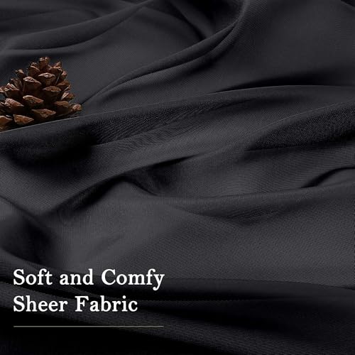 Black Sheer Curtains 63 Inch Length 2 Panels (Black / 59"W x 63"L (Pack of 2))