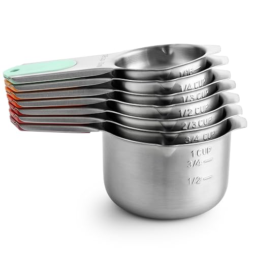 Magnetic Stainless Steel Measuring Cups Set of 7 (Desert Sunset / Magnetic - Set of 7)