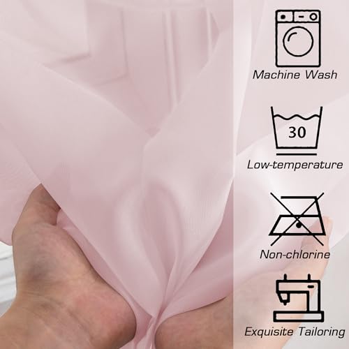 Sheer Curtains 54 Inch Length 2 Panels Set (Blush / 42"W x 54"L (Pack of 2))