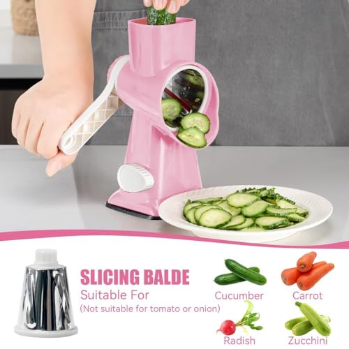 Rotary Cheese Grater Hand Crank Pink (3 IN 1 / Pink)
