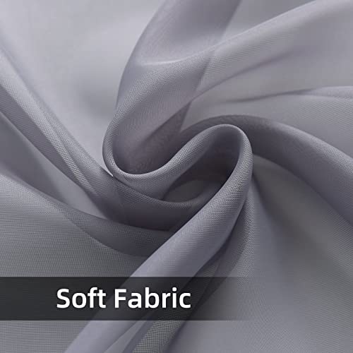 Solid Sheer Rod Pocket Curtain Voile Draperies 2 Panels White Beige Black Grey Coffee 52 Inch Width 72 Inch Long 1 Pair for Kitchen Bedroom Children Living Room Yard (Grey / 52"W x 72"L (Pack of 2))