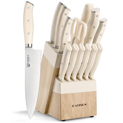 Kitchen Knife Set (Cream / 14 Pieces)