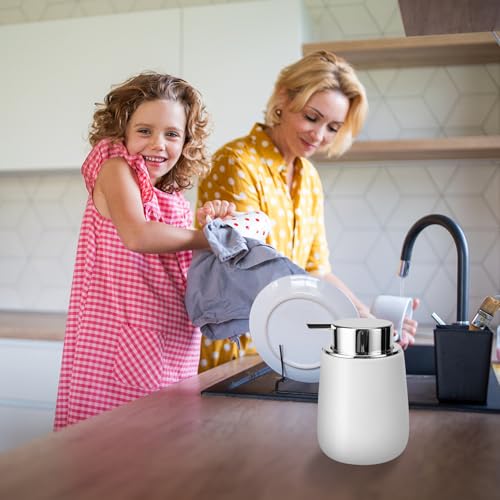 Soap Dispenser Ceramic with Easy (1 Pack / Silverwhite)