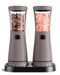 Electric Salt and Pepper Grinder Set with Storage Base (Light Gray)