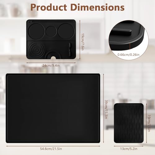 3-in-1 Silicone Coffee Maker Mat for Ninja Luxe Espresso Coffee Machine ES601/ES701 with Convex Edge, Large Anti-Slip Heat-Resistant Bar Mat