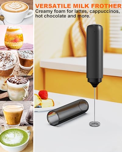 Rechargeable Milk Frother Handheld Foam Maker (Satin Black)