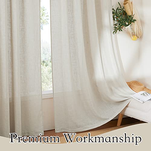 Extra Long Linen Curtains for Dining Room 120 inches Long (Angora / 52"W x 120"L (Pack of 2))