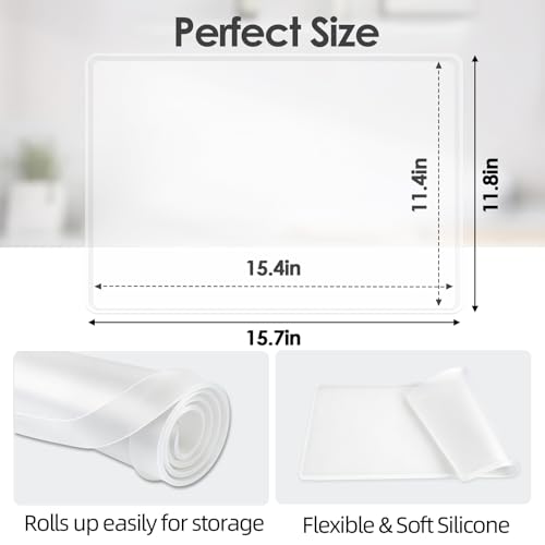 Silicone Coffee Maker Mat with Lip for Countertops 15.7''x11.8''Translucent (Translucent / 15.7'' x 11.8'')