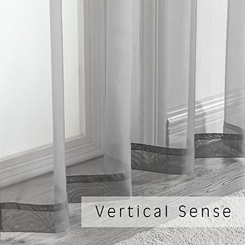 Grey Sheer Curtains 144 inch Extra Long (Grey / 42"W x 144"L (Pack of 2))