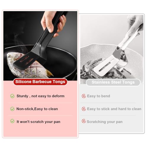 Silicone BBQ Tongs (1 Pack Black)