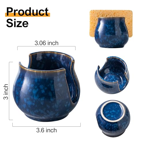 Ceramic Sponge Holder (Blue / Barrel-type)