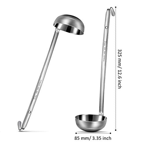 3 Pcs Stainless Steel Ladles Soup with Long Handle (5 oz)