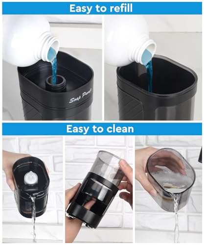Kitchen Dish Soap Dispenser with Sponge Holder (Black)