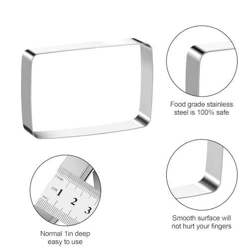Rectangle Round Corner Cookie Cutters Egg Biscuit for Kids DIY Lunchbox Bento Box Fruit Vegetable Sandwich Cutters for Baking (Rectangle Round Corner)