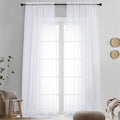2 Pack White Sheer Curtain Panels (White / 42"W x 120"L (Pack of 2))