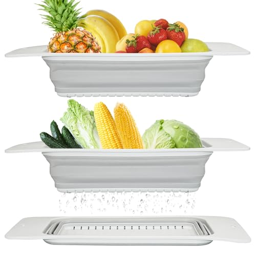 Collapsible Colander Silicone Kitchen Strainer (Gray)