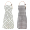 2 Pack Cotton Adjustable Bib Apron for Women (Cotton - Grey/Green)