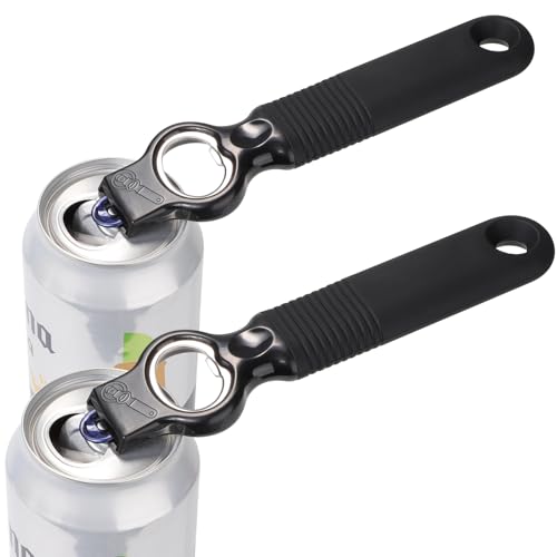 2-in-1 Soda Can Tab & Beer Bottle Opener, Black, 2-Pack (Black)