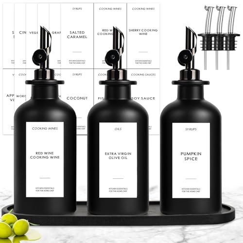 3PCS Olive Oil Dispenser Bottle For Kitchen (Black)