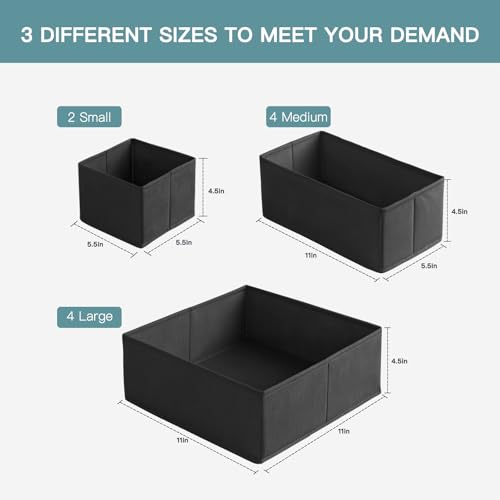 Drawer Organizer Clothes (Black / 10PACK)