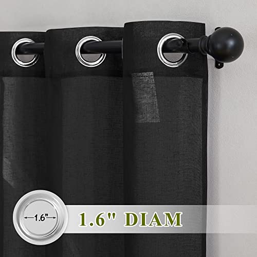 Black Sheer Curtains for Bedroom (36"W x 63"L (Pack of 2) / Black)