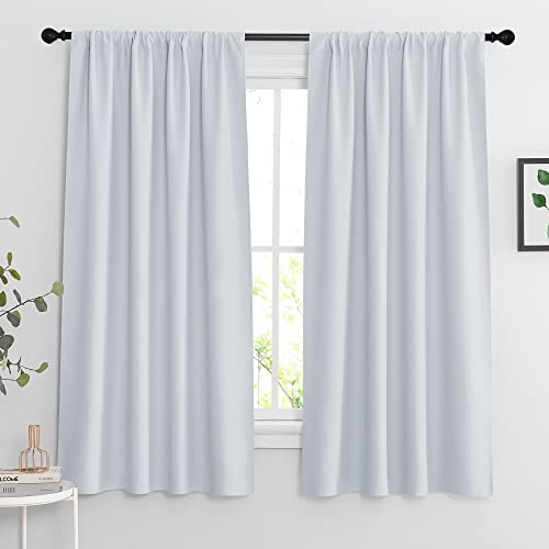 Curtains for Bedroom Living Room Nursery Office 63 inches Long (Greyish White / 42"W x 63"L (Pack of 2))