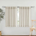 Short Linen Sheer Curtains for Small Kitchen Cafe Bathroom Window (Angora / 52"W x 45"L (Pack of 2))