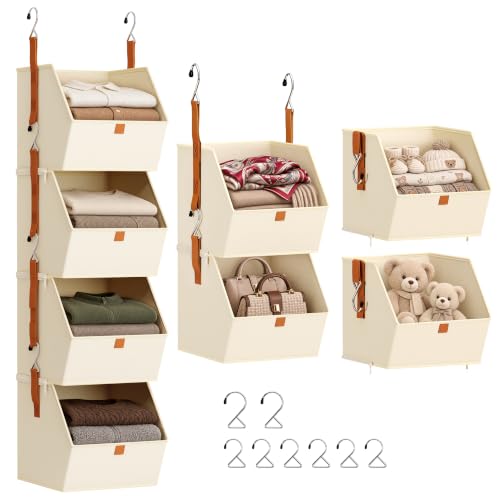 Hanging Closet Organizer 4 Tier (Beige / 4 shelves)
