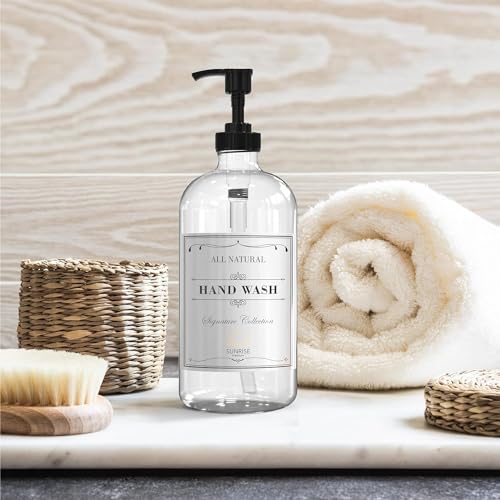 Clear Glass Soap Dispenser with Pump (Black Plastic Pump - Clear Glass 4pcs)