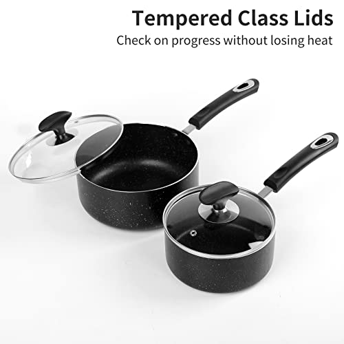 Nonstick Saucepan Set (Black / 1.5+2.5 sets)