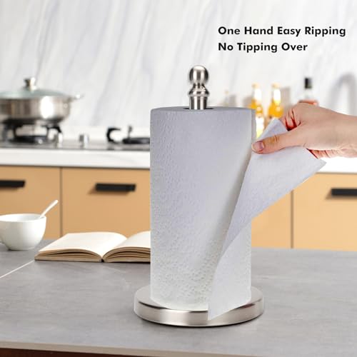 Paper Towel Holder Countertop with Weighted Base (Brushed Nickel)