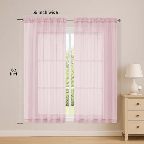 Sheer Blush Curtains (Blush / 59"W x 63"L (Pack of 2))
