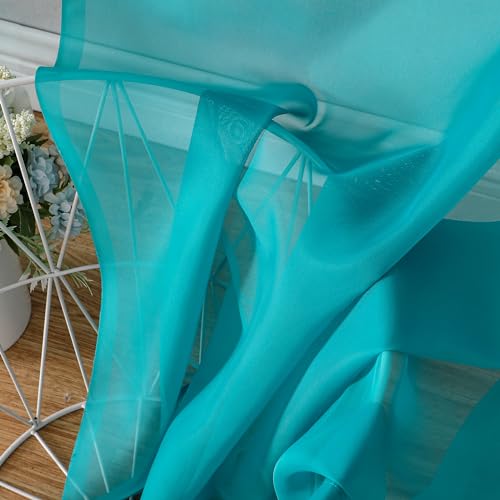 Turquoise Sheer Curtains 54 Inches Long 2 Panels (Turquoise / 42"W x 54"L (Pack of 2))